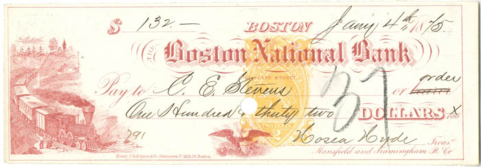 Mansfield and Framingham Railroad Check